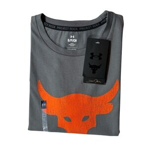 Under Armour Men's Project Rock T-Shirt Loose Fit L/S Gray NWT Brahma Bull -1258